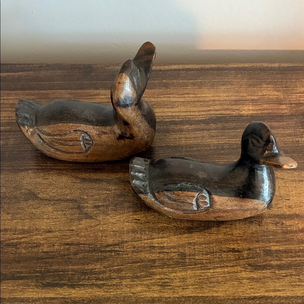 Handcrafted Wooden Duck Pair